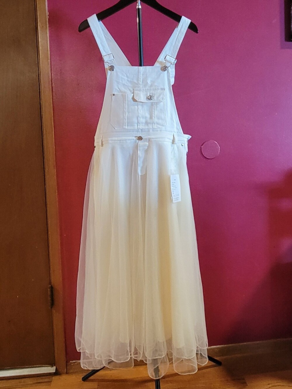 White Bib-Front Tulle Skirt Women/Kids Dress Overalls